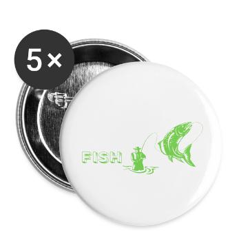 Manger Dormir Poisson Répéter - Lot de 5 petits badges (25 mm) - blanc - Devant
