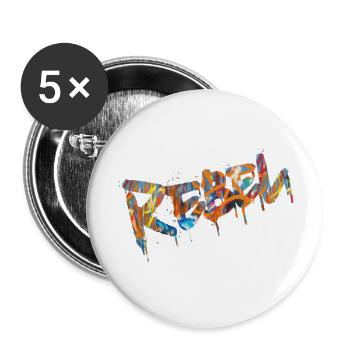 Rebel Rebels Drôle Musique Rétro Hip Hop Rocknroll - Lot de 5 petits badges (25 mm) - blanc - Devant