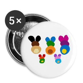 Kaninchenfamilie 5 Bilder5 - Buttons klein 25 mm (5er Pack) - Weiß - Vorne