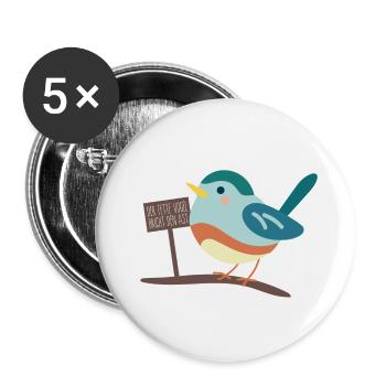 Dicker Vogel - Buttons klein 25 mm (5er Pack) - Weiß - Vorne