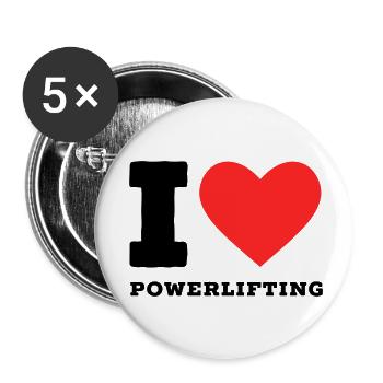 Ich liebe Powerlifting - Buttons klein 25 mm (5er Pack) - Weiß - Vorne