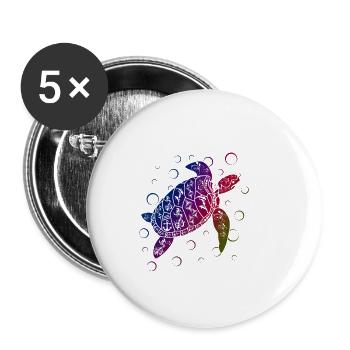 Marine Conservation Polynesian Sea Turtle Gift - Buttons small 1''/25 mm (5-pack) - white - Front