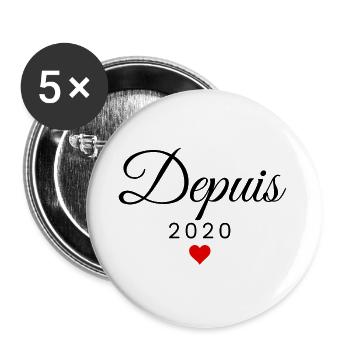 Ensemble depuis 2020 - Lot de 5 petits badges (25 mm) - blanc - Devant