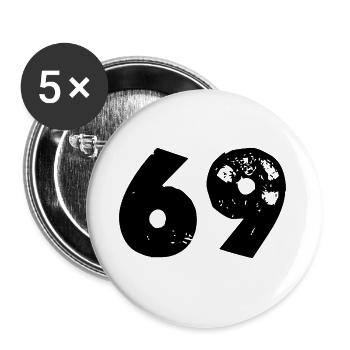 69 Zahl - Buttons klein 25 mm (5er Pack) - Weiß - Vorne