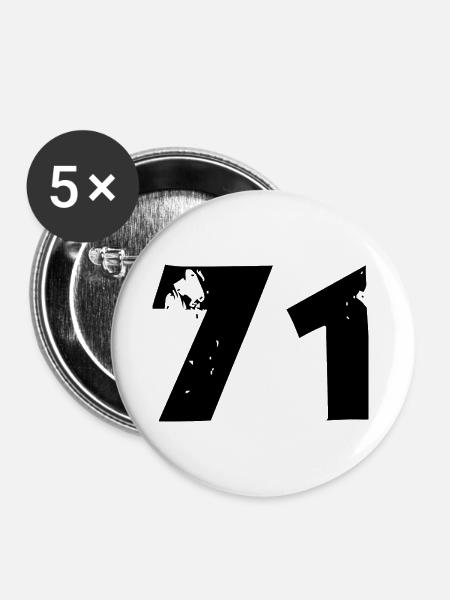71 Zahl - Buttons klein 25 mm (5er Pack) - Weiß