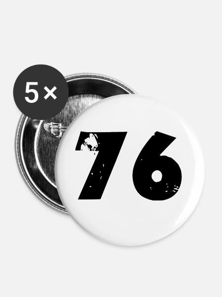 76 Zahl - Buttons klein 25 mm (5er Pack) - Weiß