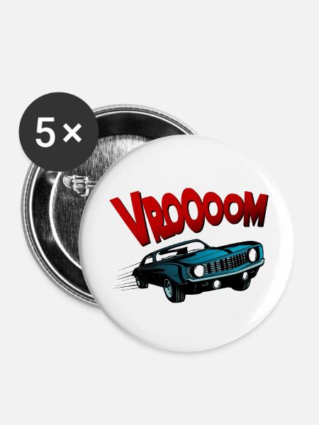 Muscle-Car - Buttons klein 25 mm (5er Pack) - Weiß