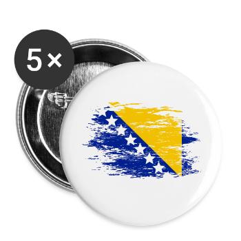 Drapeau bosnien utilisé - Lot de 5 petits badges (25 mm) - blanc - Devant