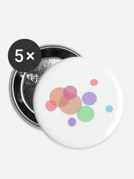 bunte Punkte - Buttons klein 25 mm (5er Pack) - Weiß
