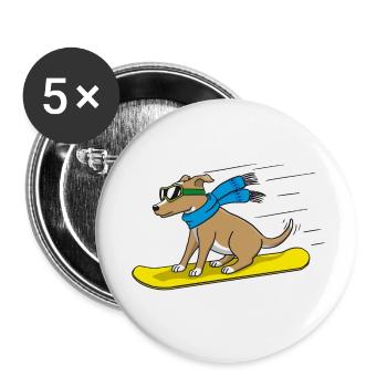 Snowboard Dog - Buttons small 1''/25 mm (5-pack) - white - Front