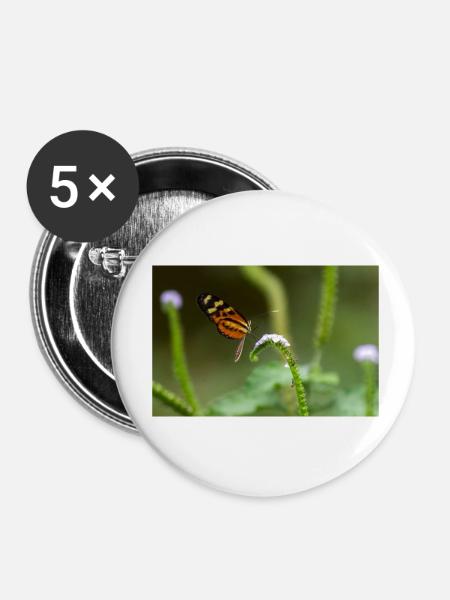 Schmetterling - Buttons klein 25 mm (5er Pack) - Weiß