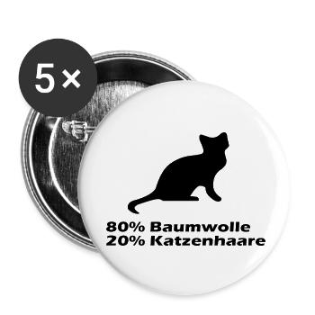 Katzen Katzenhaare Spruch black - Buttons klein 25 mm (5er Pack) - Weiß - Vorne