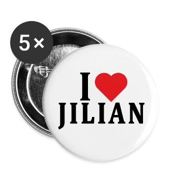 T-Shirt Ich liebe Jilian T-Shirt Geschenkidee - Buttons klein 25 mm (5er Pack) - Weiß - Vorne