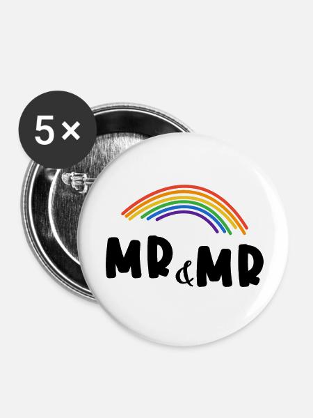 Herr und Herr Homo-Ehe. Geschenk - Buttons klein 25 mm (5er Pack) - Weiß