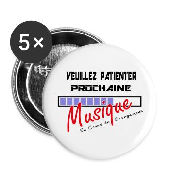 Logo Musique en Chargement ! - Lot de 5 petits badges (25 mm) - blanc - Devant