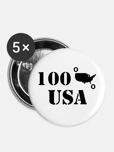 USA - Buttons klein 25 mm (5er Pack) - Weiß
