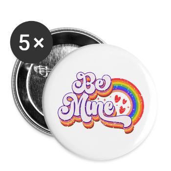 Be Mine Herzen Regenbogen - Buttons klein 25 mm (5er Pack) - Weiß - Vorne