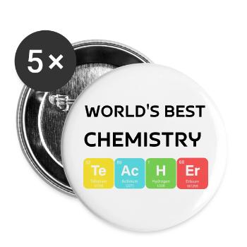 WELTBESTE CHEMIE Lehrer Periodensystem - Buttons klein 25 mm (5er Pack) - Weiß - Vorne