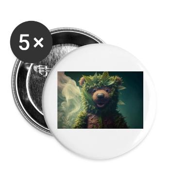Ours Cannabis Fumer Weed - Lot de 5 petits badges (25 mm) - blanc - Devant