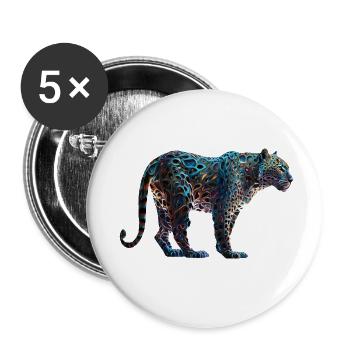 Leopard, Farbenfroh, Jungle - Buttons klein 25 mm (5er Pack) - Weiß - Vorne