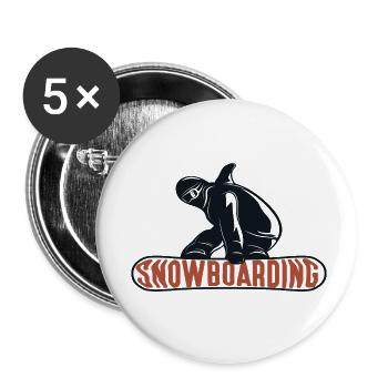 Snowboarding - Buttons klein 25 mm (5er Pack) - Weiß - Vorne