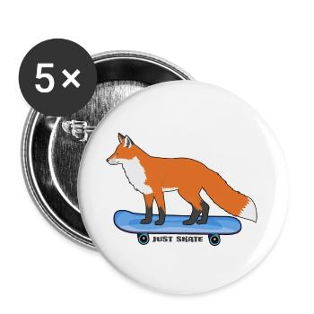 Skateboard Skater-Fuchs SK8 Halfpipe Skateboarder - Lot de 5 petits badges (25 mm) - blanc - Devant