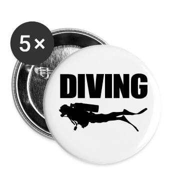 Diving - Buttons klein 25 mm (5er Pack) - Weiß - Vorne