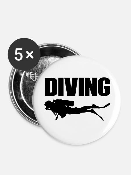 Diving - Buttons klein 25 mm (5er Pack) - Weiß