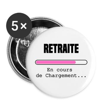 Retraite en cours de chargement - Lot de 5 petits badges (25 mm) - blanc - Devant