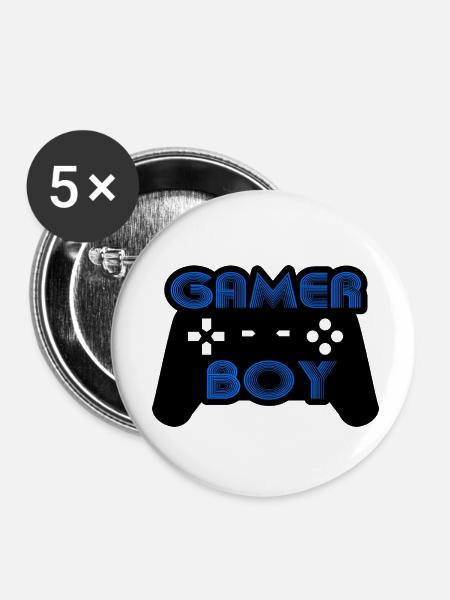 Gamer-Junge - Buttons klein 25 mm (5er Pack) - Weiß