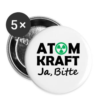 Atomkraft, Ja bitte, Ja zu Kernenergie - Buttons klein 25 mm (5er Pack) - Weiß - Vorne