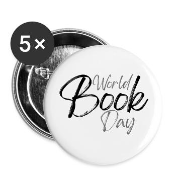 Journée mondiale du livre - Lot de 5 petits badges (25 mm) - blanc - Devant