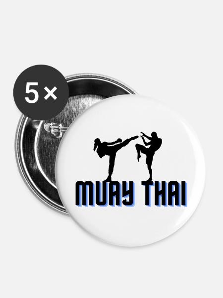 muay thai - Buttons klein 25 mm (5er Pack) - Weiß