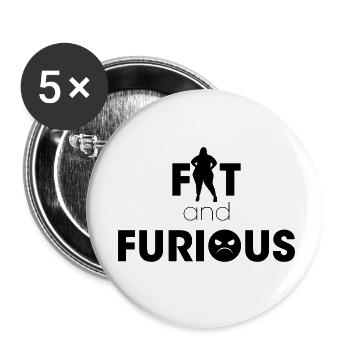 Fat and the Furious - Buttons small 1''/25 mm (5-pack) - white - Front