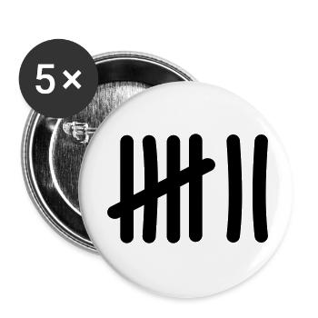 Strichliste Symbol - 7 Striche - Buttons klein 25 mm (5er Pack) - Weiß - Vorne
