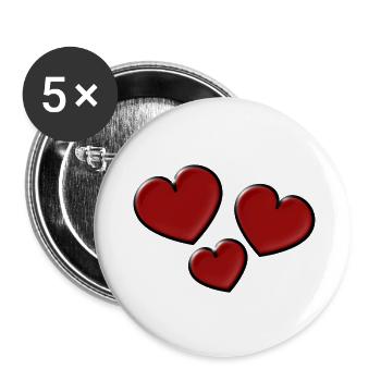HERZ. HERZ. HEILIGER VALENTIN. LIEBE. LIEBE. WEIHNACHTEN - Buttons klein 25 mm (5er Pack) - Weiß - Vorne