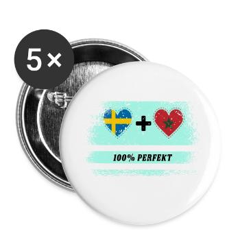 Maroc et Suède 100% Parfait / Cadeau - Lot de 5 petits badges (25 mm) - blanc - Devant
