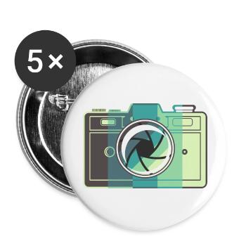 Retro Film Camera - Buttons small 1''/25 mm (5-pack) - white - Front