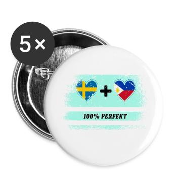 Philippines et Suède 100% parfait / cadeau - Lot de 5 petits badges (25 mm) - blanc - Devant