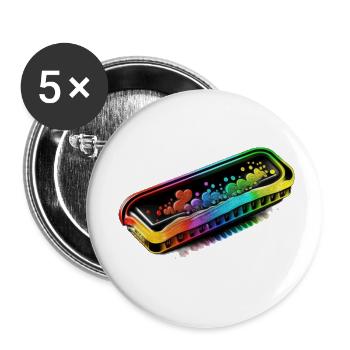 HARMONICA - Lot de 5 petits badges (25 mm) - blanc - Devant