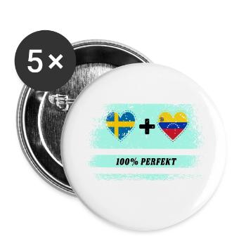 Venezuela et Suède 100% parfait / cadeau - Lot de 5 petits badges (25 mm) - blanc - Devant