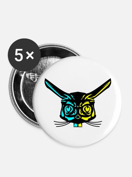 Rabbit - Buttons klein 25 mm (5er Pack) - Weiß