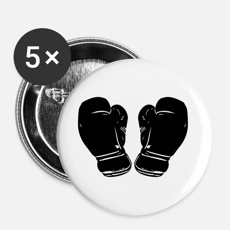Gants de boxe Symbole Sports de boxe - Lot de 5 petits badges (25 mm) - blanc