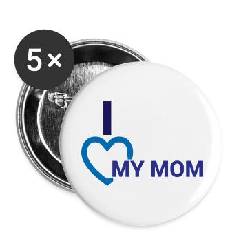 I love my Mom - Buttons klein 25 mm (5er Pack) - Weiß - Vorne