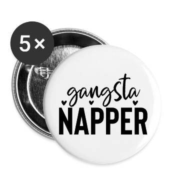 Gangsta Napper - Lot de 5 petits badges (25 mm) - blanc - Devant