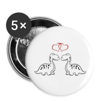dinos verliebt - Buttons klein 25 mm (5er Pack) - Weiß - Vorne