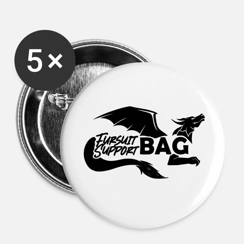 Fursuit Support Tasche Drache - Buttons klein 25 mm (5er Pack) - Weiß