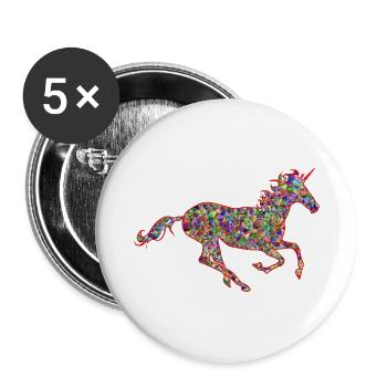 Pferd mit Horn - Buttons klein 25 mm (5er Pack) - Weiß - Vorne