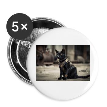 Cat Black - Buttons small 1''/25 mm (5-pack) - white - Front