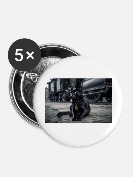 Cat Black 6 - Buttons klein 25 mm (5er Pack) - Weiß